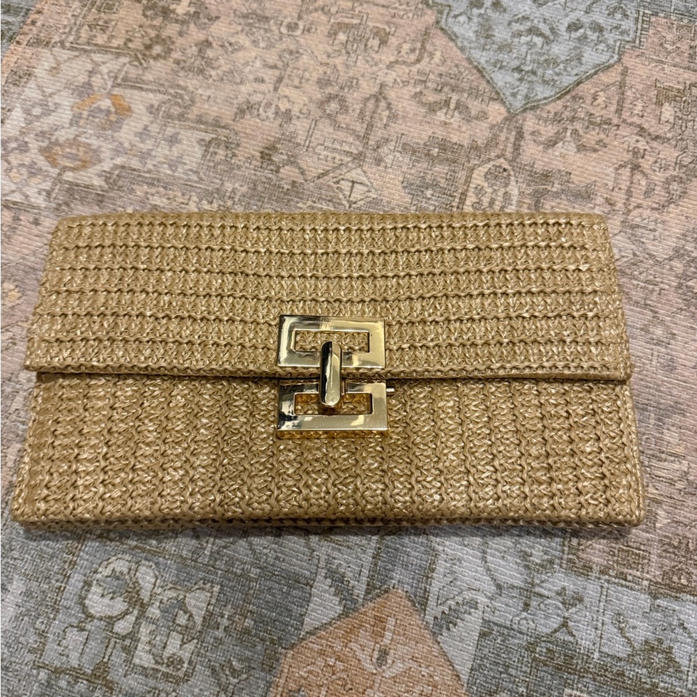 Elegant Gold Woven Clutch